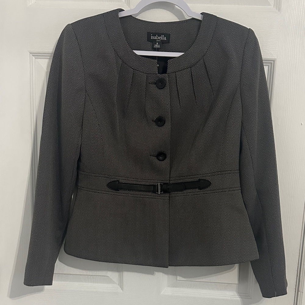 Isabella Women's Gray Blazer with Button Detail